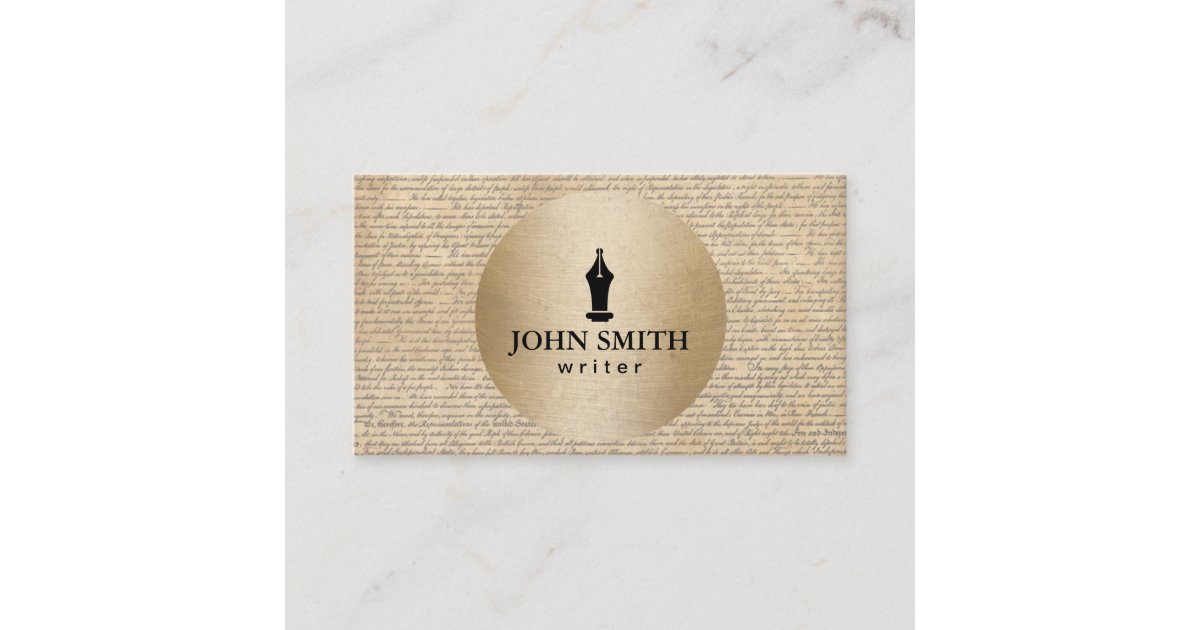 Writer Vintage Gold Circle & Old Scripts Business Card | Zazzle
