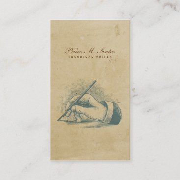 Writer Vintage Pen Hand Cool Simple Professional Business Card