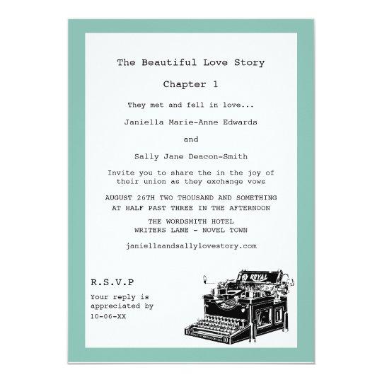 Writer Vintage Typewriter Lesbian Wedding Invitation Zazzle Com
