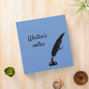 Writer's binder, pen & ink & customizable script 3 3 ring binder