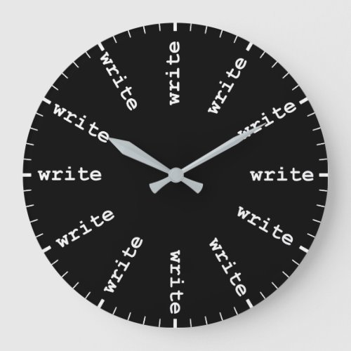 Writers Clock Every Hour is Writing Time in Black
