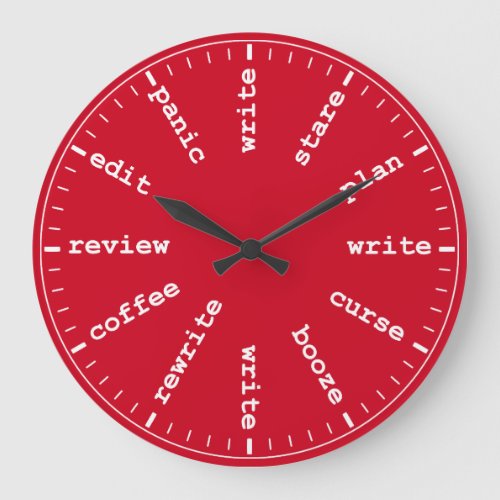 Writers Clock Funny Author Writer Clock in Red