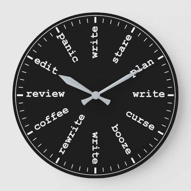 Writer's Clock Funny Writing Job Humorous Clock (Front)