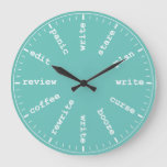 Writer&#39;s Clock - Humorous Writing Humor In Aqua at Zazzle