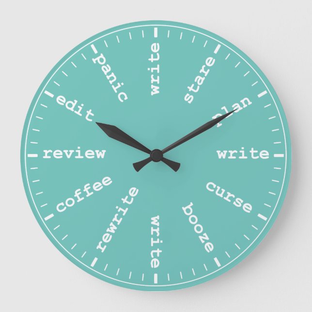 Writer's Clock - Humorous Writing Humor in Aqua (Front)