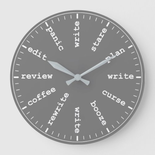 Writers Clock _ Whimsical Writing Joke in Grey
