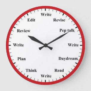 Writer's Clock - Writing Job Fun Red Wall Clock