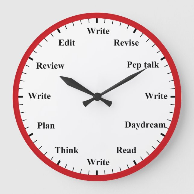 Writer's Clock - Writing Job Fun Red Wall Clock (Front)