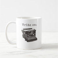Writers Coffee Mug, typewriter, heart, write on
