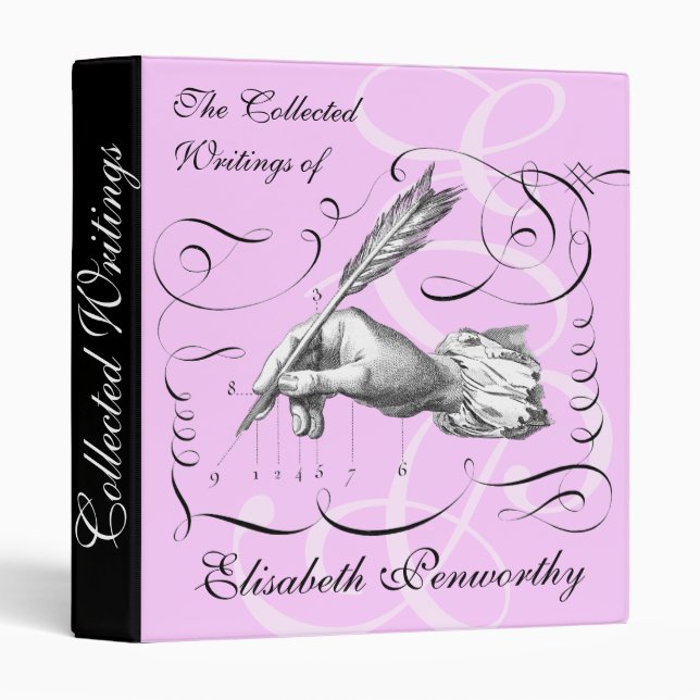 Writers Diaries Elegant Antique Engraving 3 Ring Binder (Front/Spine)