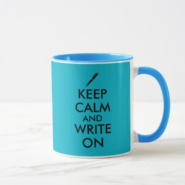 Writers Gifts Keep Calm and Write On Pen Custom Mug (Right)
