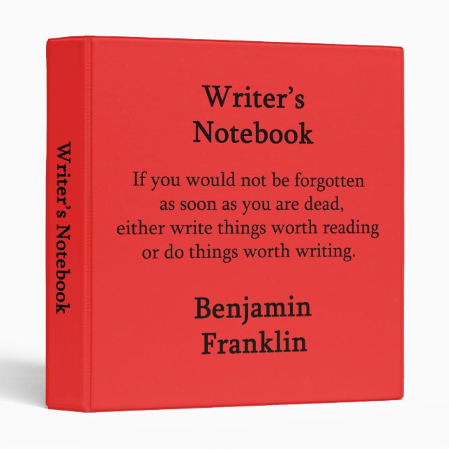Writer's Notebook - Benjamin Franklin 3 Ring Binder (Front/Spine)