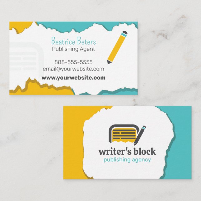 Writers Publishers Authors Editors Copywriters Business Card (Front/Back)