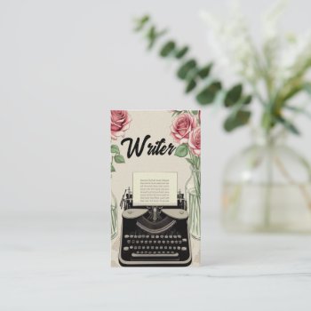 Writers Typewriter With Roses  Business Card by businessCardsRUs at Zazzle