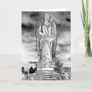 Writing Angel Gravestone Card