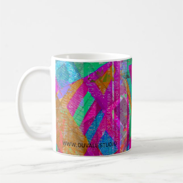 "Writing Big Checks" abstract art coffee mug (Left)