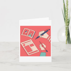 Writing Colorful Expressive Digital Art Illustrati Card