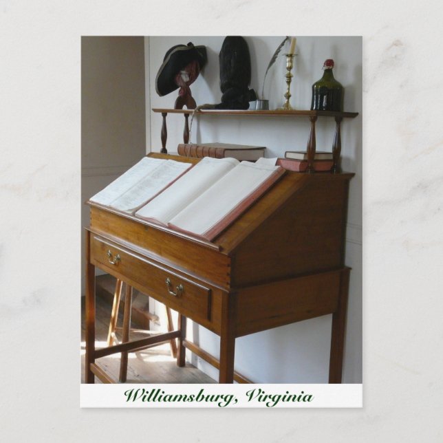 Writing Desk at Colonial Williamsburg Postcard (Front)