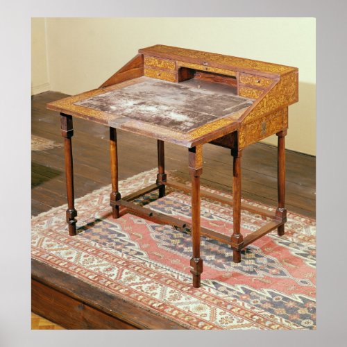 Writing desk walnut with arabesque marquetry poster