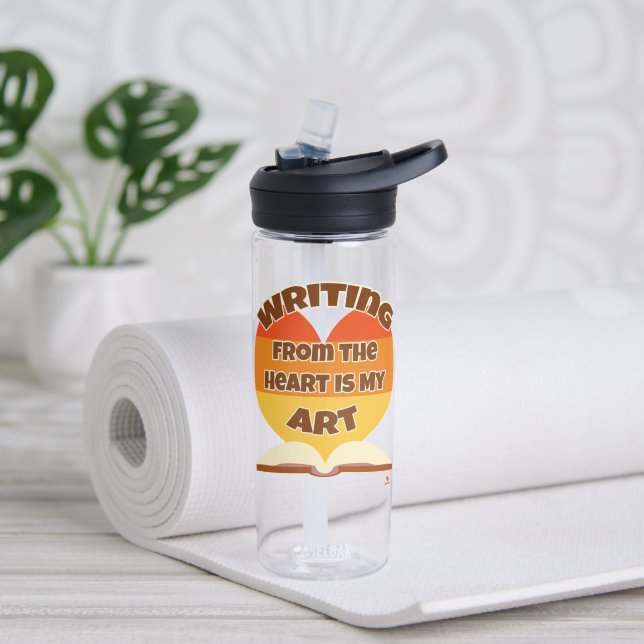 Writing From the Heart Is My Art Epic Author Logo Water Bottle (Yoga)