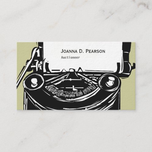 Auctioner Writer Paralegal Typewriter Business Card Template