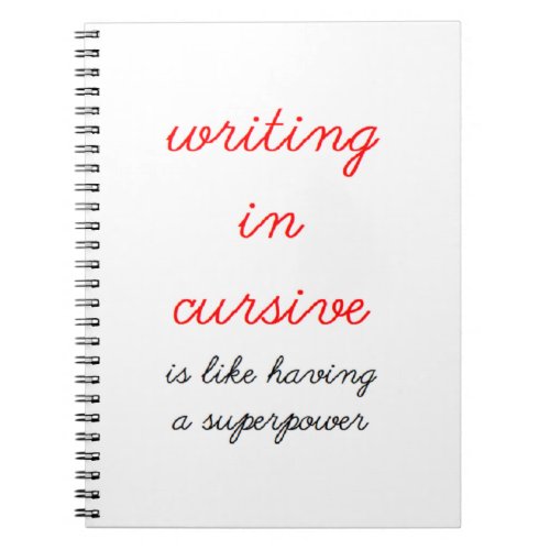 writing in cursive notebook