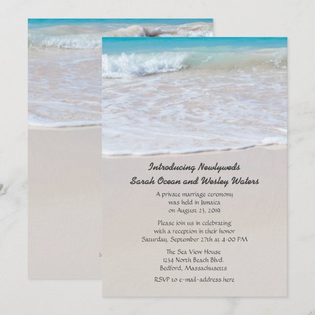 Writing in the Sand Wedding Announcement (Front/Back)