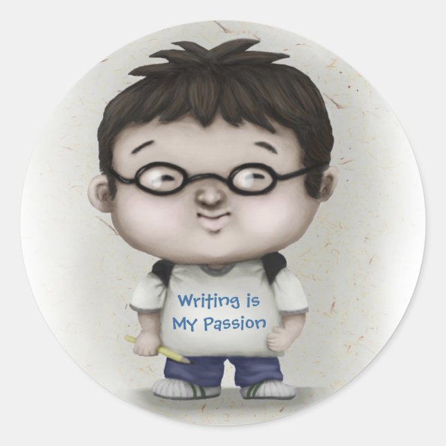 Writing is My Passion Classic Round Sticker (Front)