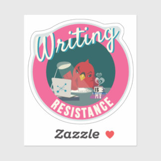"Writing is My Resistance" compact circle Sticker