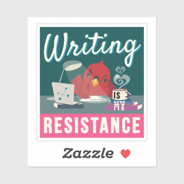 "Writing is My Resistance" compact rectangle Sticker (Sheet)