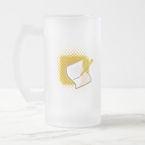 Writing Lover  Frosted Glass Beer Mug