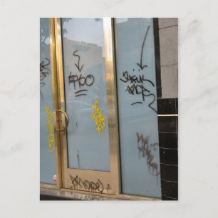 writing on the door postcard