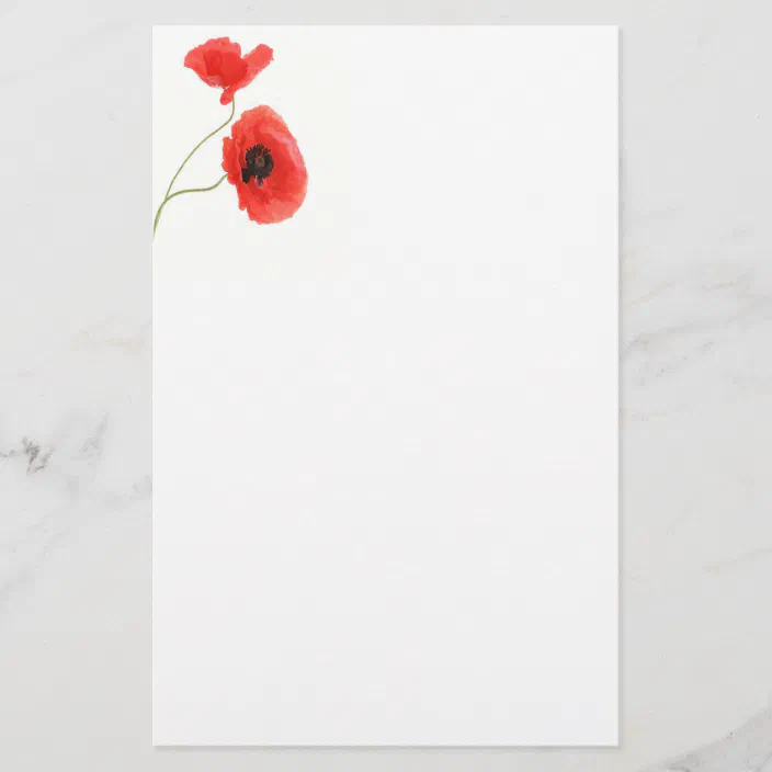 poppies writing paper