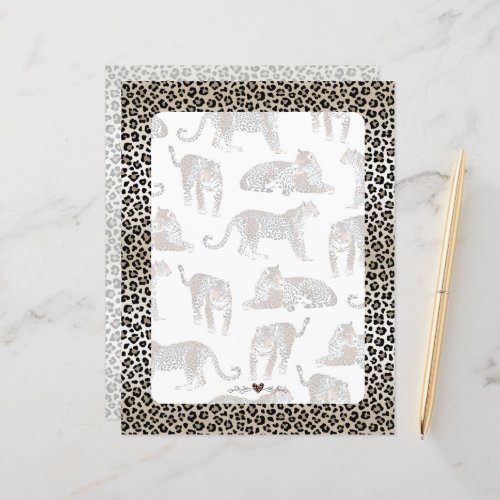 Writing Paper Sheet Leopard Print 