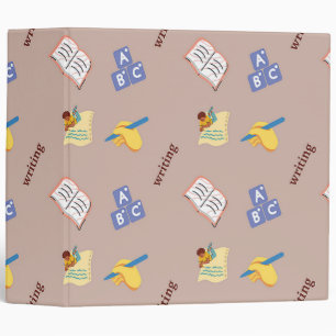 Writing pattern on brown 3 ring binder