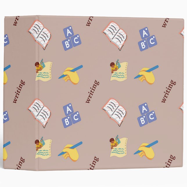 Writing pattern on brown 3 ring binder (Front/Spine)
