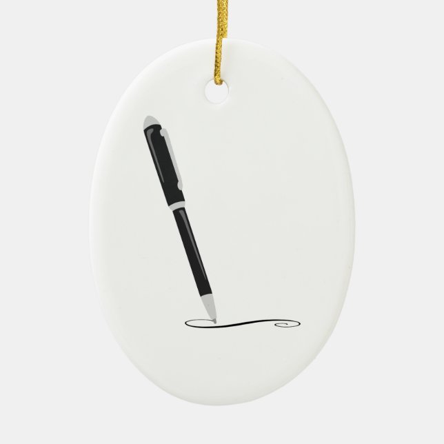 Writing Pen Ceramic Ornament (Front)