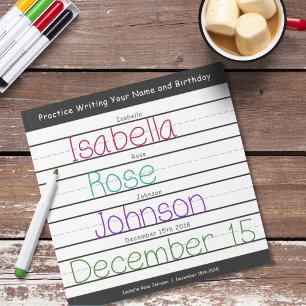 Writing Practice Name Birthday No Trace Black Dry Erase Board