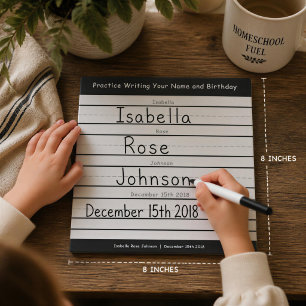 Writing Practice Name Birthday No Trace Black Dry Erase Board