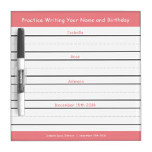 Writing Practice Name Birthday No Trace Pink