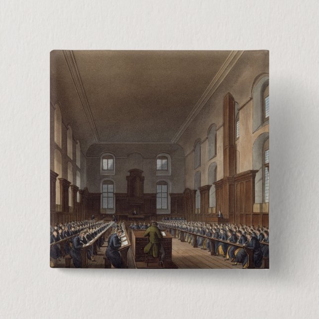 Writing School, Christ Hospital, from Ackermann's Pinback Button (Front)
