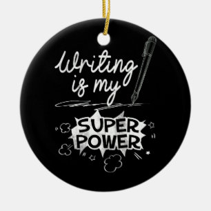 Writing Superpower Superhero Writers and Authors Q Ceramic Ornament