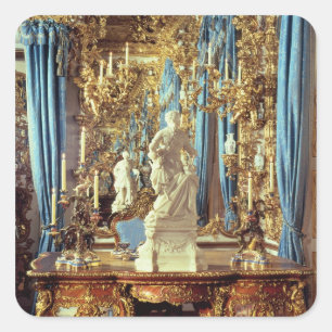 Writing table and statue of Louis XV Square Sticker