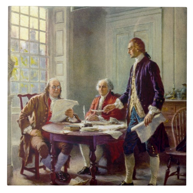 Writing the Declaration of Independence 1776 Ceramic Tile (Front)