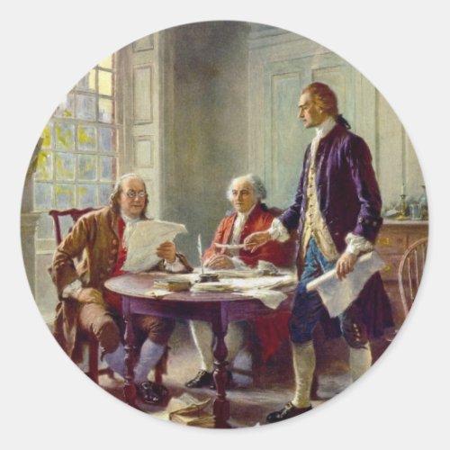 Writing the Declaration of Independence 1776 Classic Round Sticker