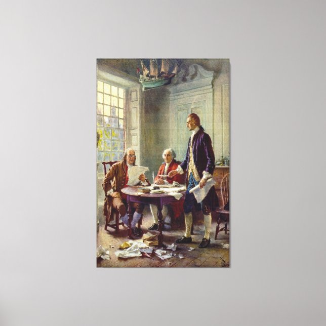Writing the Declaration of Independence by Ferris Canvas Print (Front)