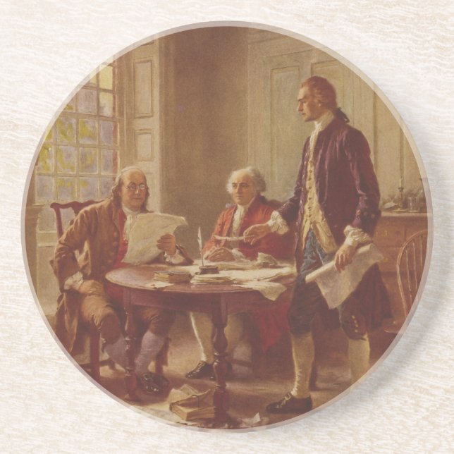 Writing the Declaration of Independence by Ferris Sandstone Coaster (Front)
