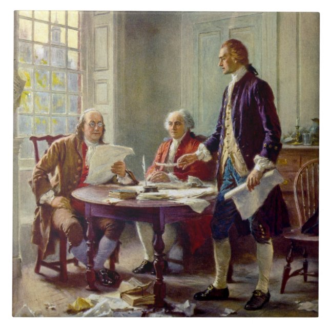 Writing the Declaration of Independence (USA) Ceramic Tile (Front)