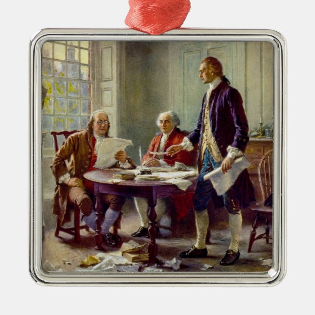 Writing the Declaration of Independence (USA) Metal Ornament (Front)