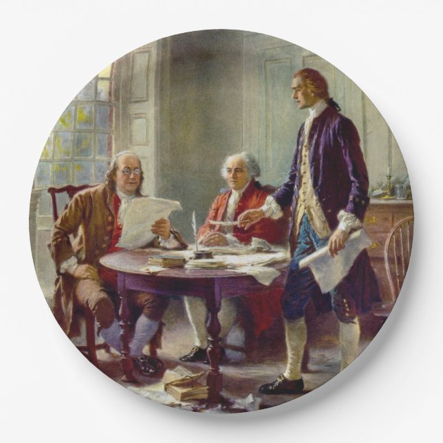 Writing the Declaration of Independence (USA) Paper Plates (Front)